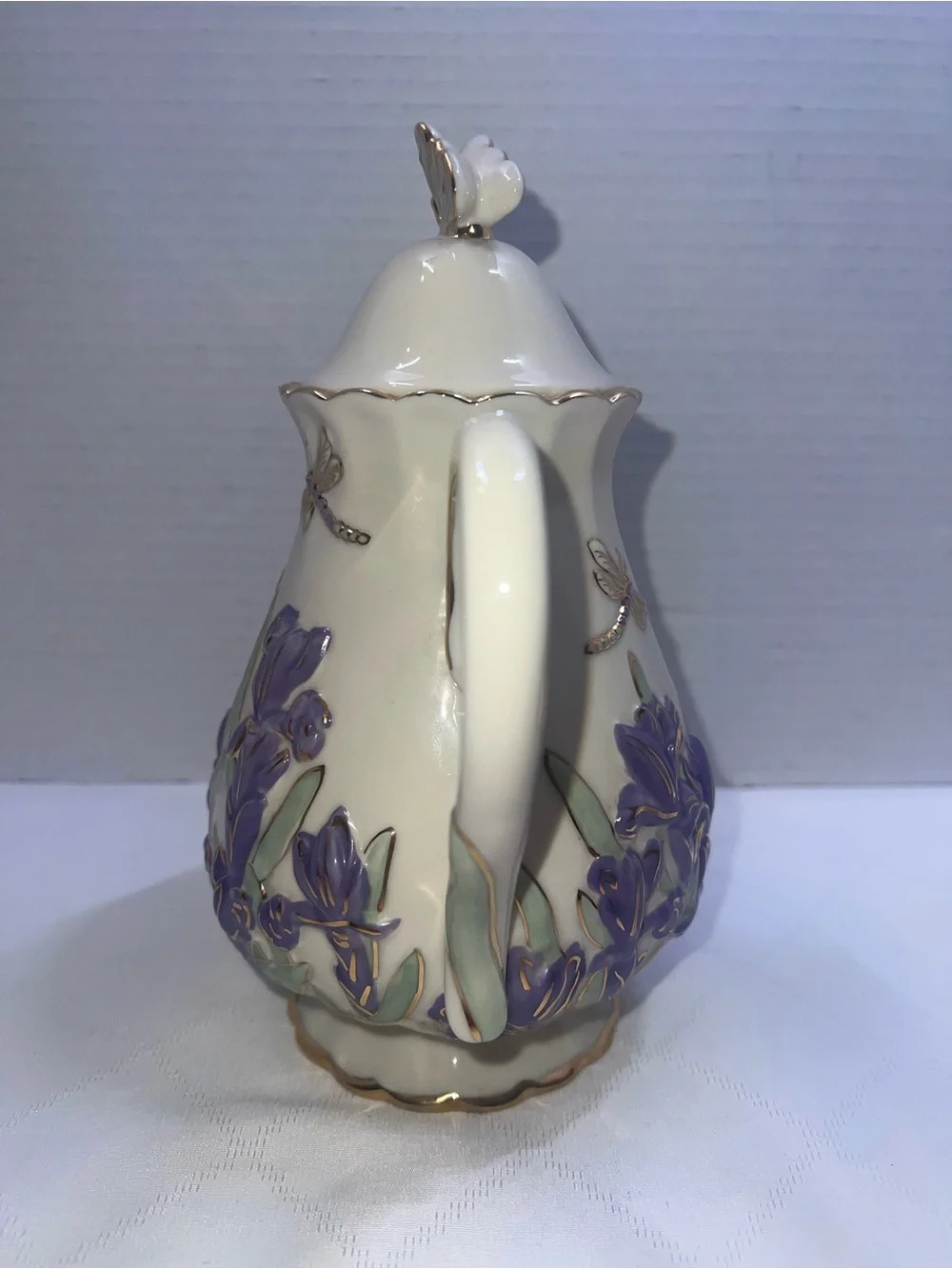 🦋🦋🦋LENOX SPRINGTIME SPLENDOR TEAPOT Iris Parvaneh Holloway Dragonfly NEW